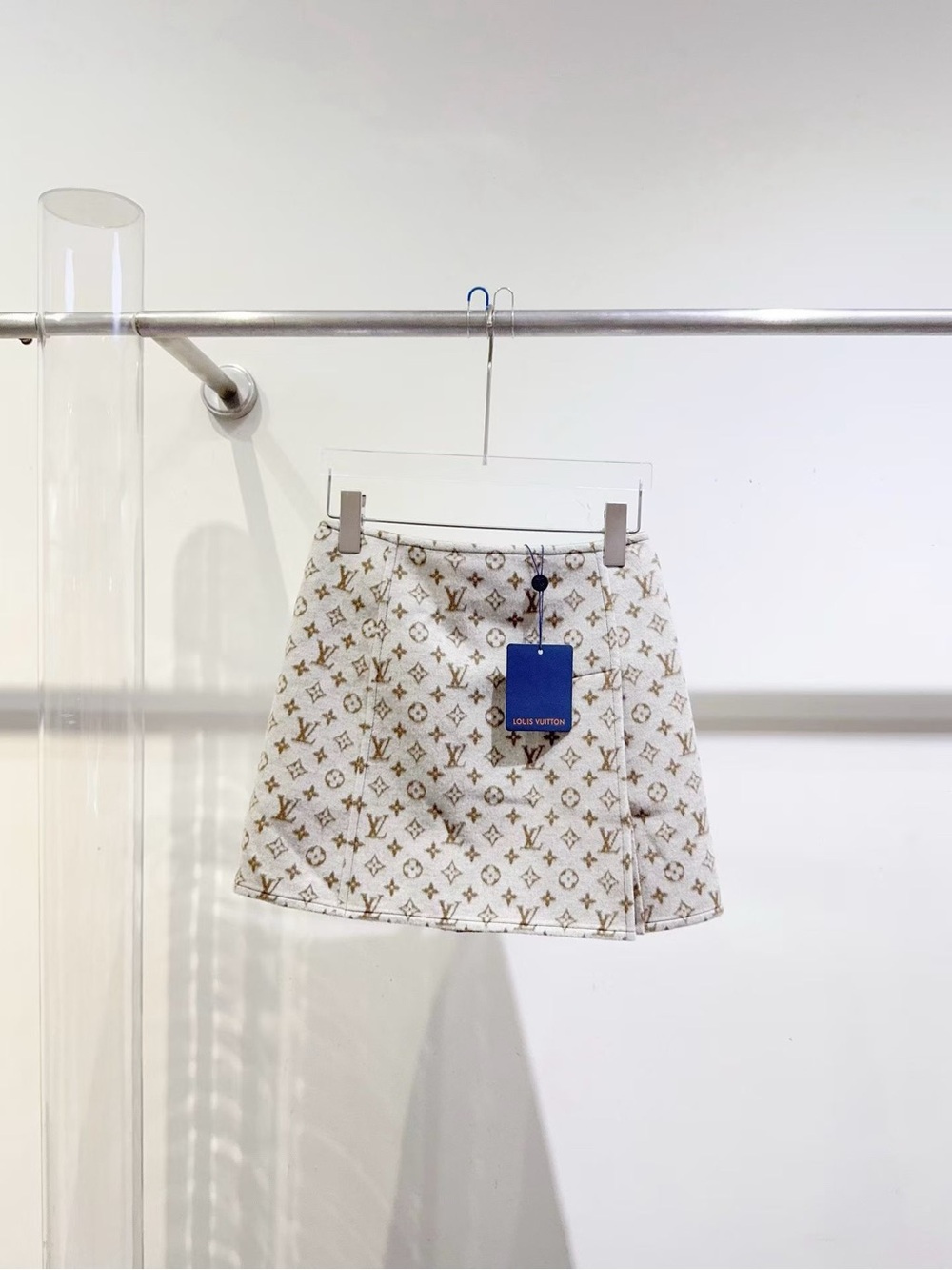 Louis Vuitton Cream Mini Skirt with Gold Monogram